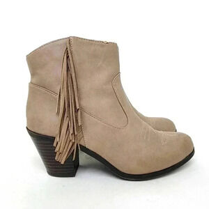 Sam & Libby Watson Fringe Chunky Heeled Ankle Boots - 6.5